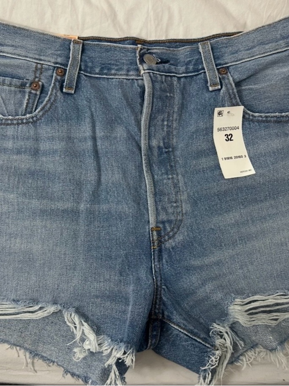 Levi's Light Blue Distressed Denim Cutoff Shorts